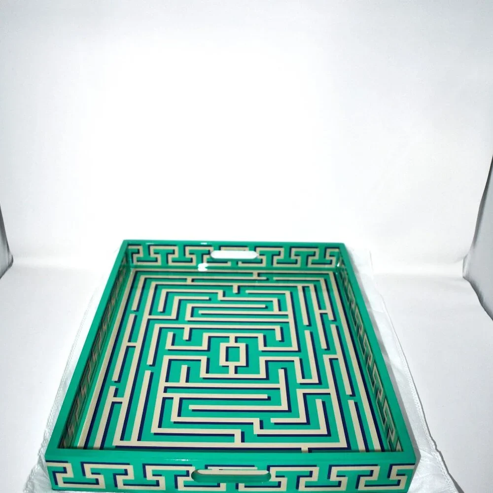 Jonathon Adler Labyrinth Lacquer Tray in Neon Classical # 35132 Details: Crafte